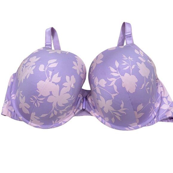 Torrid Curve 360 Back Smoothing Lightly Lined T-Shirt Bra 42DD Floral Lavender P - Picture 1 of 6